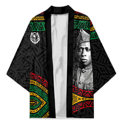 Henry Johnson Black History Month Kimono Pan African Colors Tribal Geometric Pattern
