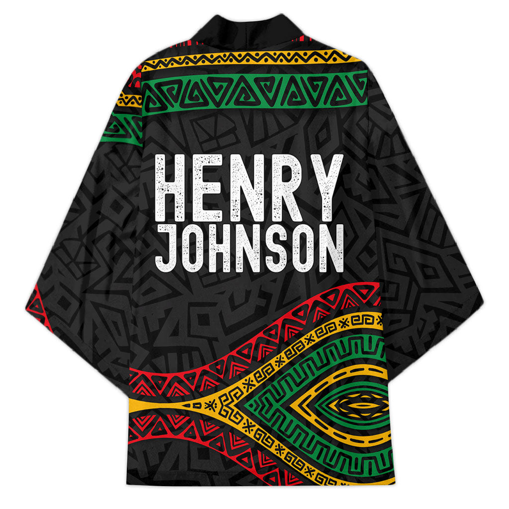 Henry Johnson Black History Month Kimono Pan African Colors Tribal Geometric Pattern