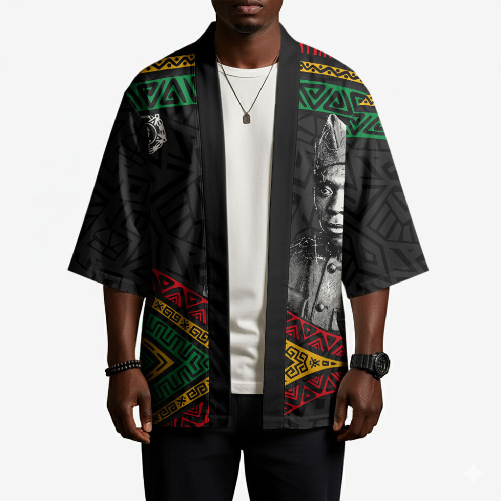 Henry Johnson Black History Month Kimono Pan African Colors Tribal Geometric Pattern