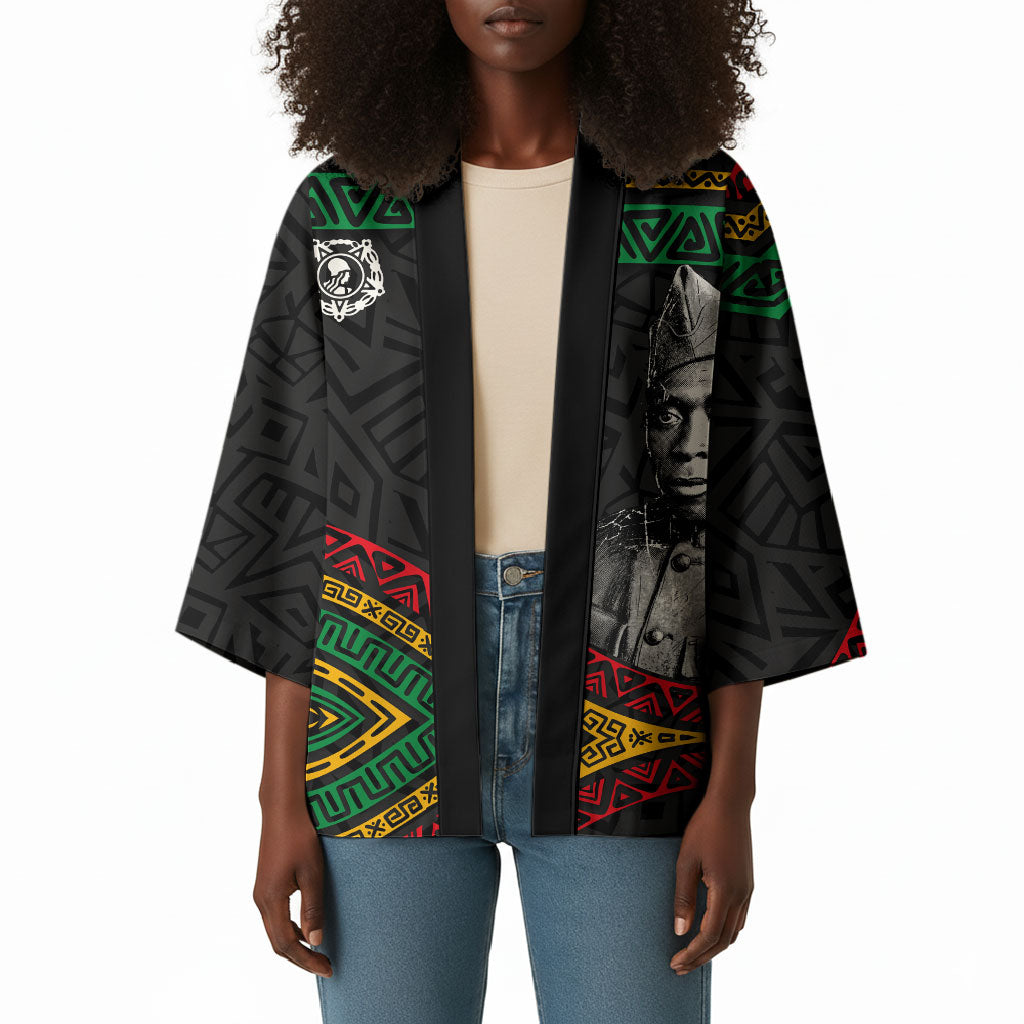 Henry Johnson Black History Month Kimono Pan African Colors Tribal Geometric Pattern