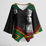 Henry Johnson Black History Month Kimono Sleeve Blouse Pan African Colors Tribal Geometric Pattern