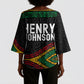 Henry Johnson Black History Month Kimono Sleeve Blouse Pan African Colors Tribal Geometric Pattern