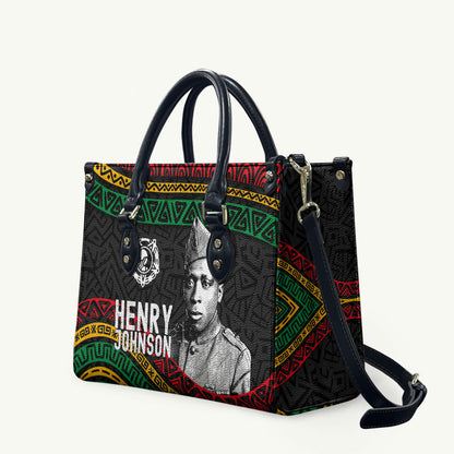 Henry Johnson Black History Month Leather Bag Pan African Colors Tribal Geometric Pattern
