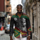 Henry Johnson Black History Month Long Sleeve Button Shirt Pan African Colors Tribal Geometric Pattern
