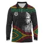 Henry Johnson Black History Month Long Sleeve Polo Shirt Pan African Colors Tribal Geometric Pattern