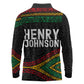 Henry Johnson Black History Month Long Sleeve Polo Shirt Pan African Colors Tribal Geometric Pattern