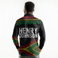 Henry Johnson Black History Month Long Sleeve Polo Shirt Pan African Colors Tribal Geometric Pattern