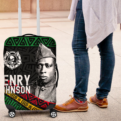 Henry Johnson Black History Month Luggage Cover Pan African Colors Tribal Geometric Pattern