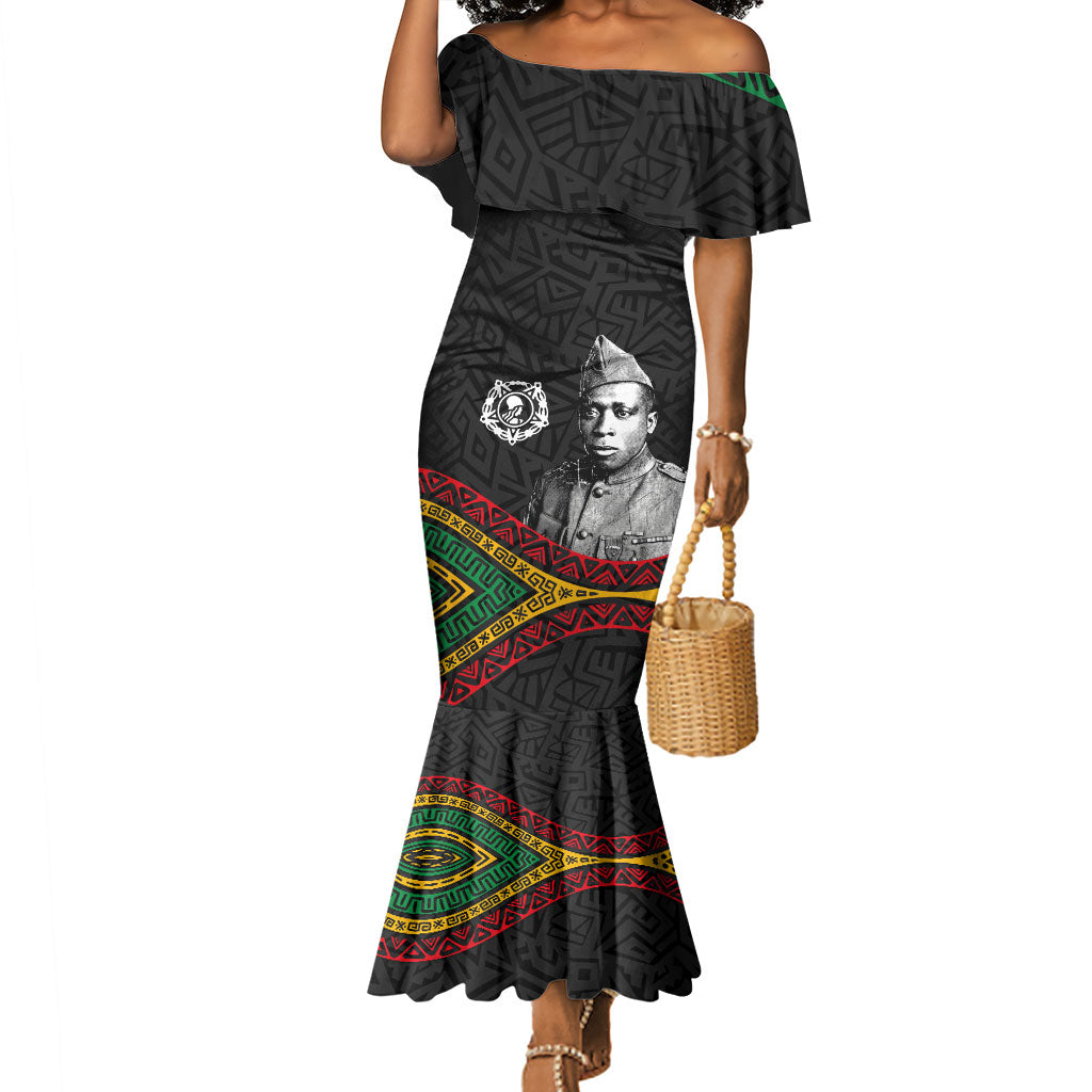 Henry Johnson Black History Month Mermaid Dress Pan African Colors Tribal Geometric Pattern