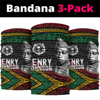 Henry Johnson Black History Month Neck Gaiter Pan African Colors Tribal Geometric Pattern