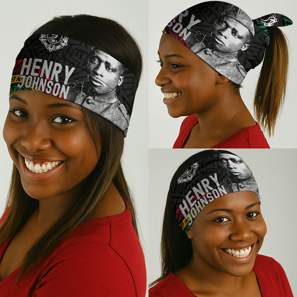 Henry Johnson Black History Month Neck Gaiter Pan African Colors Tribal Geometric Pattern