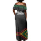Henry Johnson Black History Month Off Shoulder Maxi Dress Pan African Colors Tribal Geometric Pattern