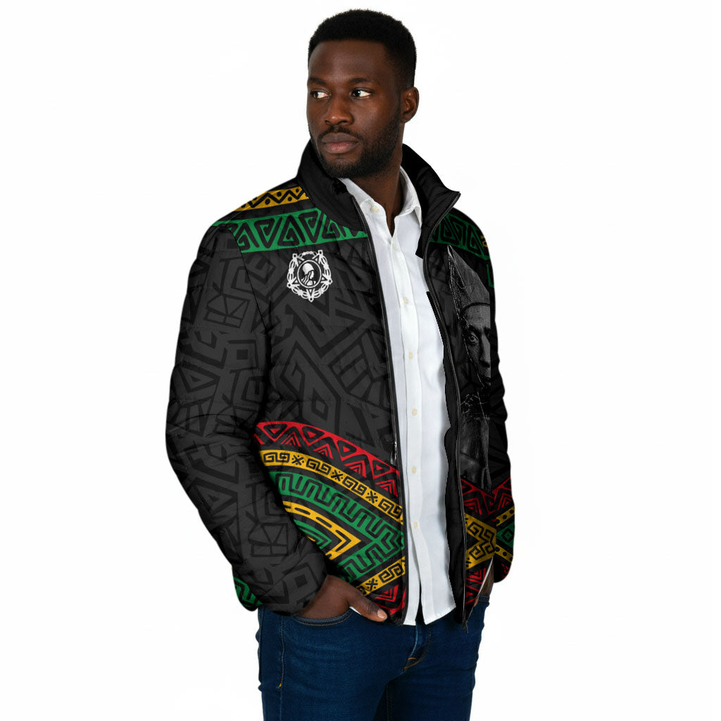 Henry Johnson Black History Month Padded Jacket Pan African Colors Tribal Geometric Pattern