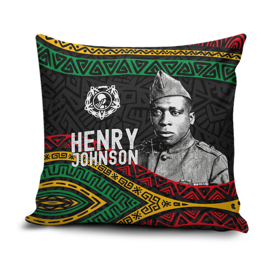 Henry Johnson Black History Month Pillow Cover Pan African Colors Tribal Geometric Pattern