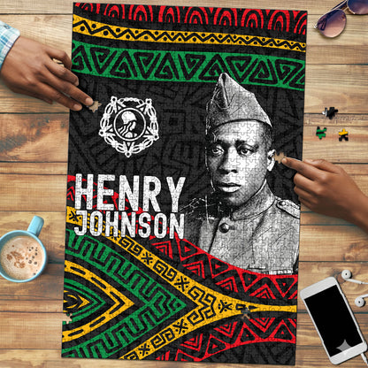 Henry Johnson Black History Month Puzzle Pan African Colors Tribal Geometric Pattern