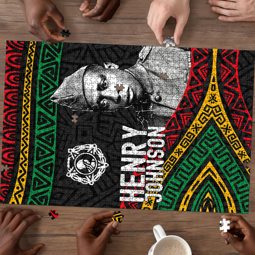 Henry Johnson Black History Month Puzzle Pan African Colors Tribal Geometric Pattern