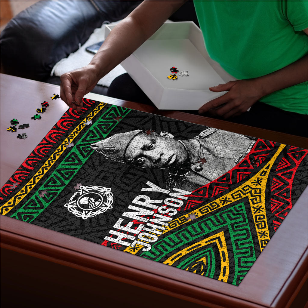 Henry Johnson Black History Month Puzzle Pan African Colors Tribal Geometric Pattern