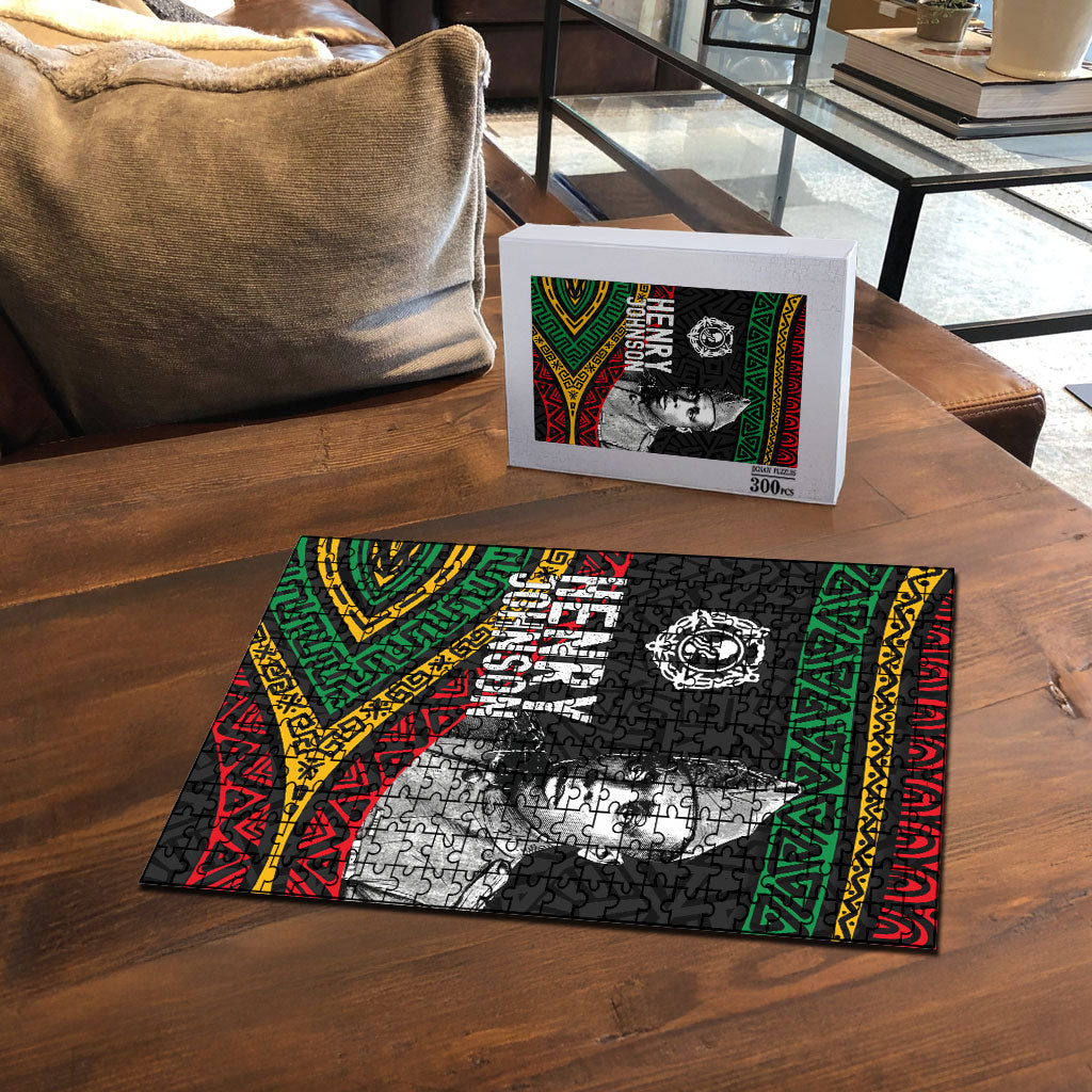 Henry Johnson Black History Month Puzzle Pan African Colors Tribal Geometric Pattern