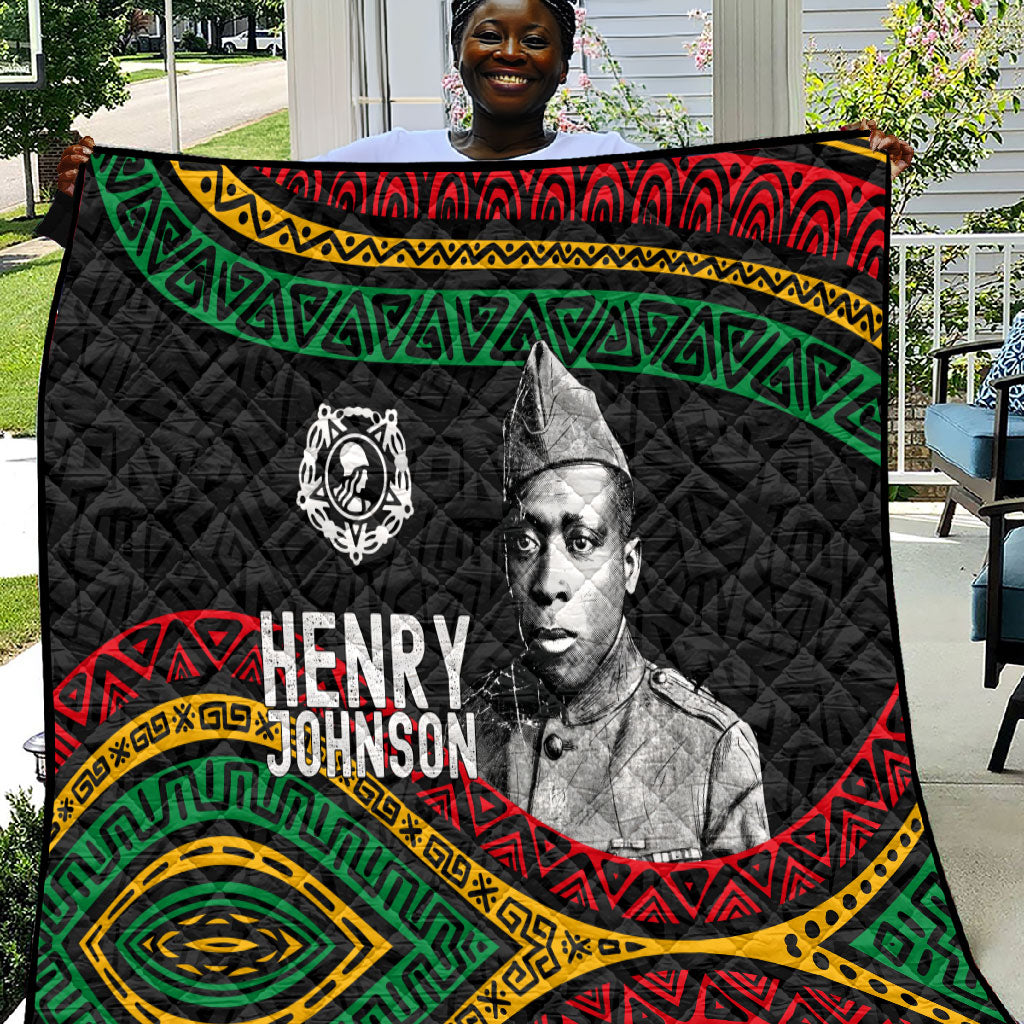 Henry Johnson Black History Month Quilt Pan African Colors Tribal Geometric Pattern