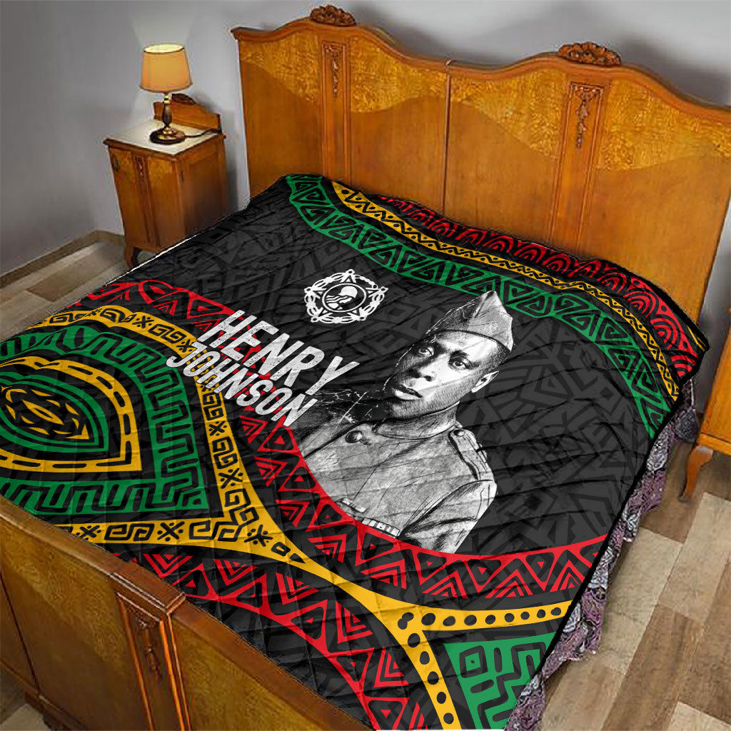 Henry Johnson Black History Month Quilt Pan African Colors Tribal Geometric Pattern