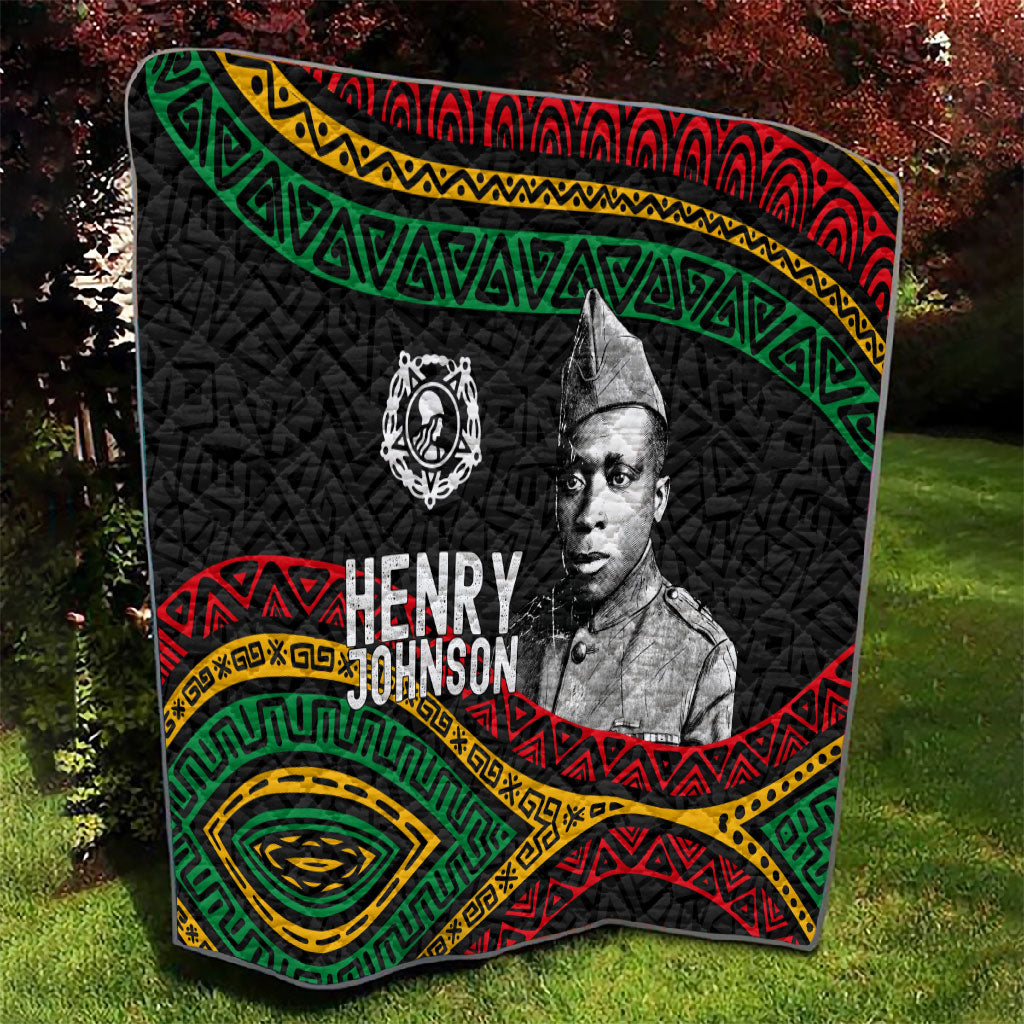 Henry Johnson Black History Month Quilt Pan African Colors Tribal Geometric Pattern