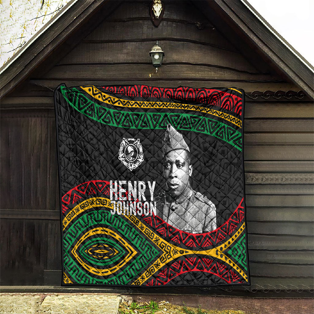 Henry Johnson Black History Month Quilt Pan African Colors Tribal Geometric Pattern