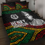 Henry Johnson Black History Month Quilt Bed Set Pan African Colors Tribal Geometric Pattern