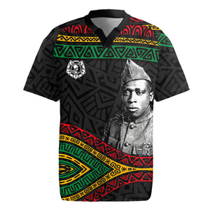 Henry Johnson Black History Month Rugby Jersey Pan African Colors Tribal Geometric Pattern