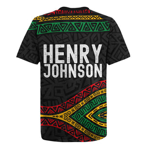Henry Johnson Black History Month Rugby Jersey Pan African Colors Tribal Geometric Pattern