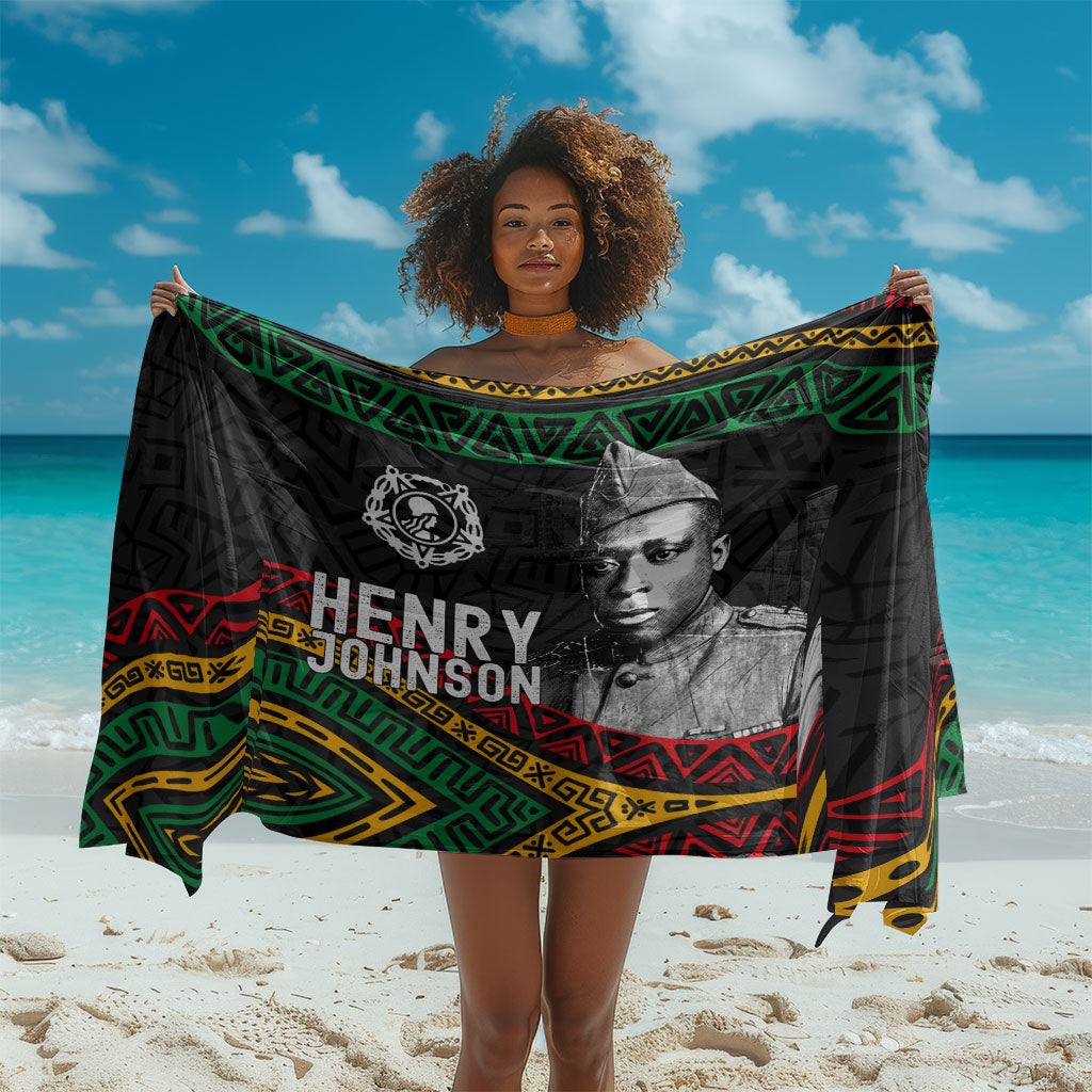 Henry Johnson Black History Month Sarong Pan African Colors Tribal Geometric Pattern