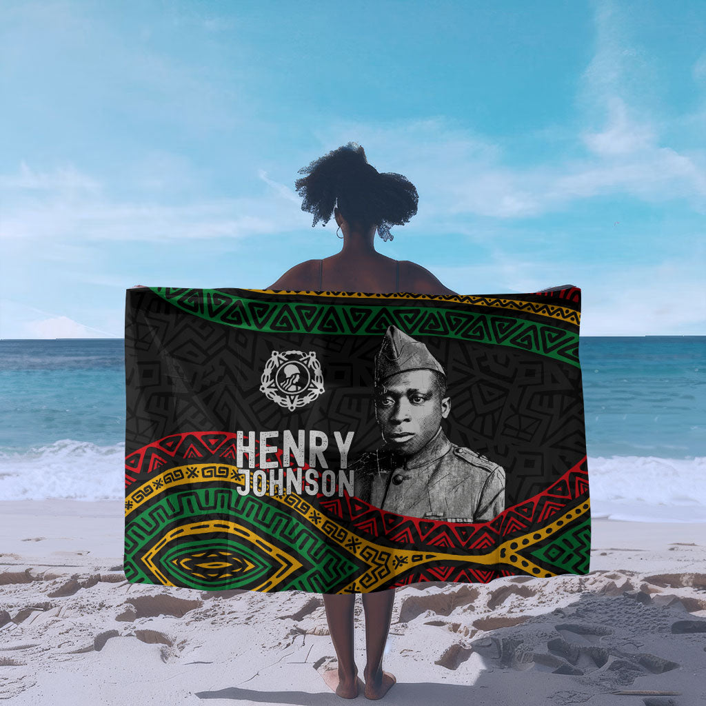 Henry Johnson Black History Month Sarong Pan African Colors Tribal Geometric Pattern