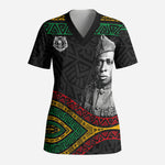 Henry Johnson Black History Month Scrub Top Pan African Colors Tribal Geometric Pattern