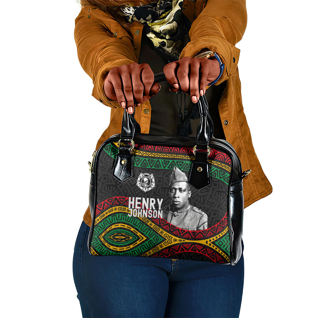 Henry Johnson Black History Month Shoulder Handbag Pan African Colors Tribal Geometric Pattern