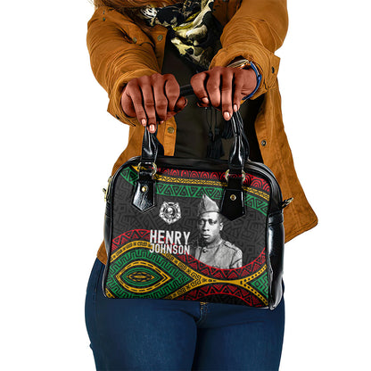 Henry Johnson Black History Month Shoulder Handbag Pan African Colors Tribal Geometric Pattern