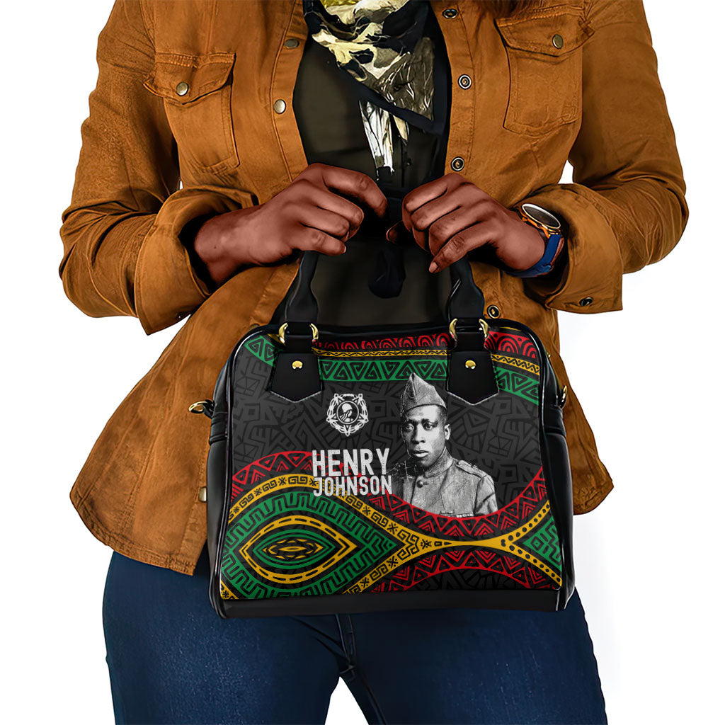 Henry Johnson Black History Month Shoulder Handbag Pan African Colors Tribal Geometric Pattern