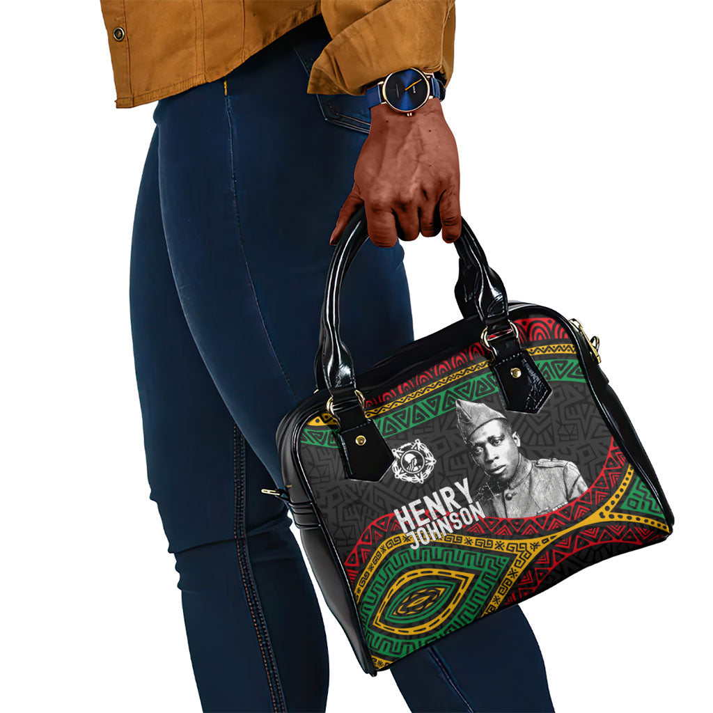 Henry Johnson Black History Month Shoulder Handbag Pan African Colors Tribal Geometric Pattern