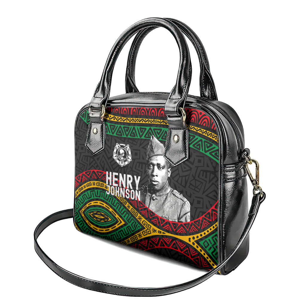 Henry Johnson Black History Month Shoulder Handbag Pan African Colors Tribal Geometric Pattern