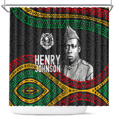 Henry Johnson Black History Month Shower Curtain Pan African Colors Tribal Geometric Pattern