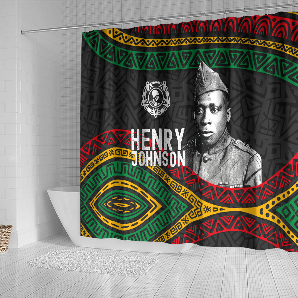 Henry Johnson Black History Month Shower Curtain Pan African Colors Tribal Geometric Pattern