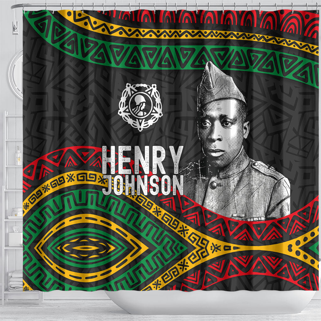 Henry Johnson Black History Month Shower Curtain Pan African Colors Tribal Geometric Pattern