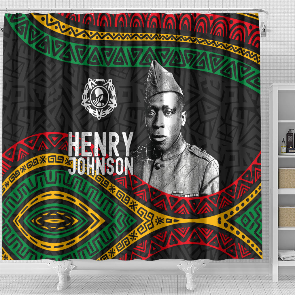 Henry Johnson Black History Month Shower Curtain Pan African Colors Tribal Geometric Pattern