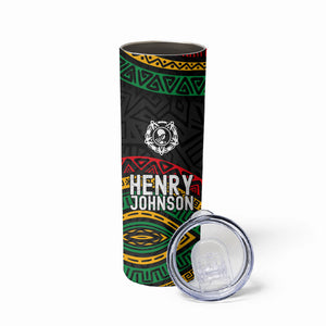 Henry Johnson Black History Month Skinny Tumbler Pan African Colors Tribal Geometric Pattern