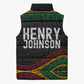 Henry Johnson Black History Month Sleeveless Puffer Jacket Pan African Colors Tribal Geometric Pattern
