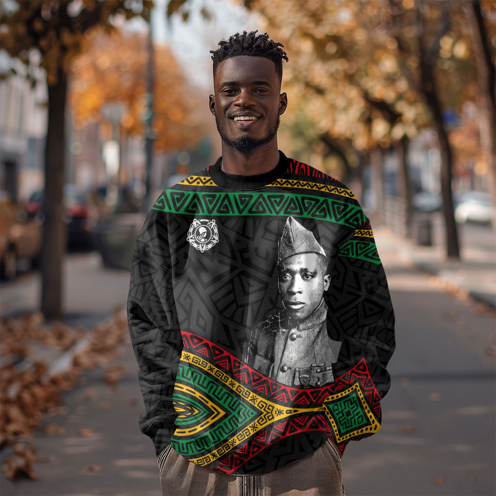 Henry Johnson Black History Month Sweatshirt Pan African Colors Tribal Geometric Pattern