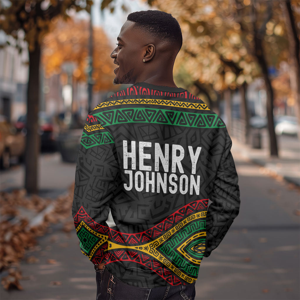 Henry Johnson Black History Month Sweatshirt Pan African Colors Tribal Geometric Pattern