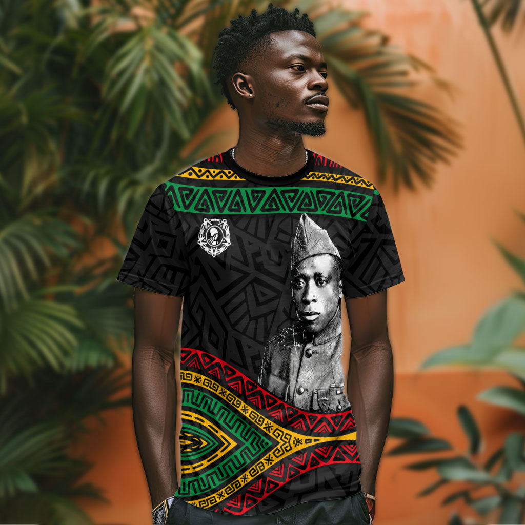 Henry Johnson Black History Month T shirt Pan African Colors Tribal Geometric Pattern