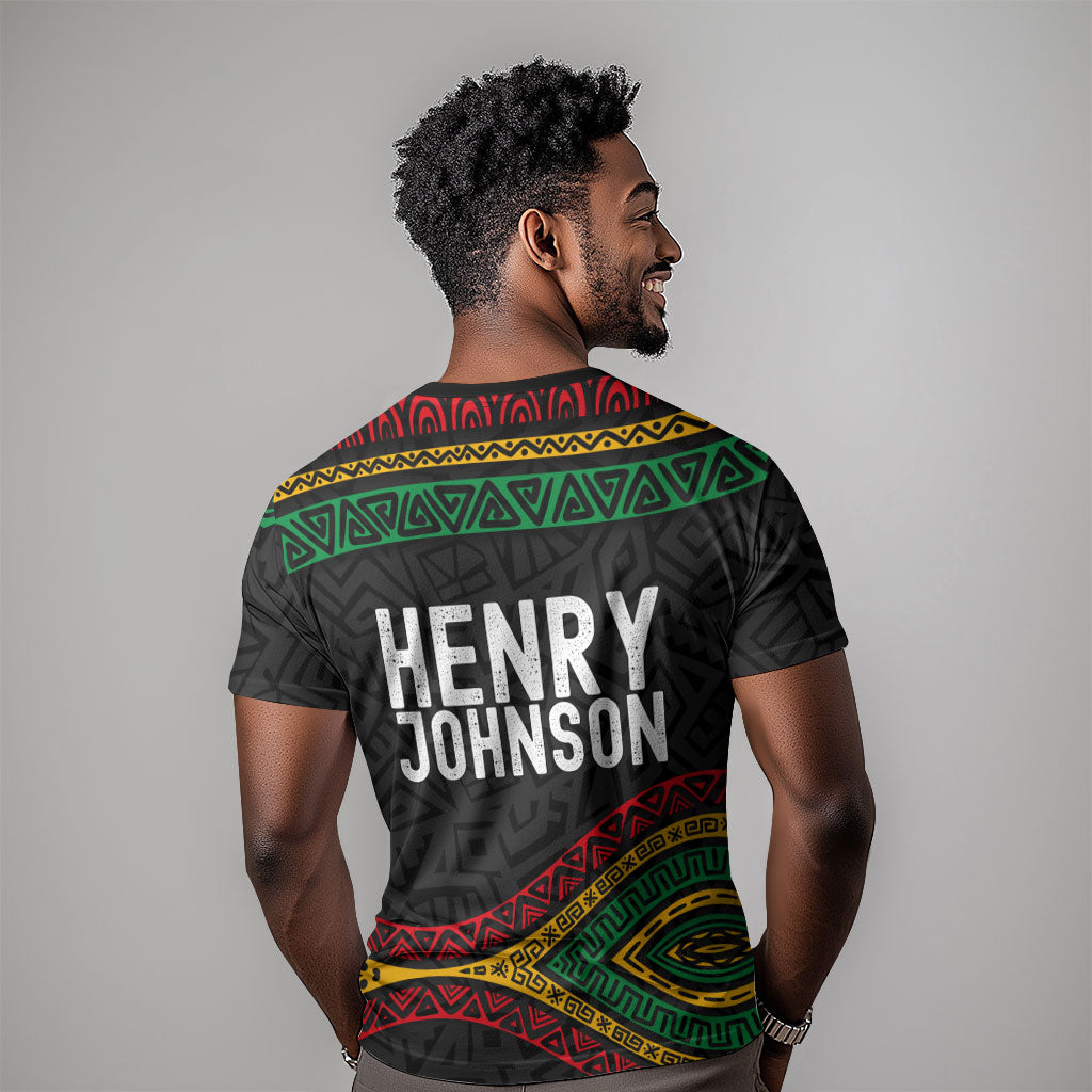 Henry Johnson Black History Month T shirt Pan African Colors Tribal Geometric Pattern