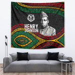 Henry Johnson Black History Month Tapestry Pan African Colors Tribal Geometric Pattern