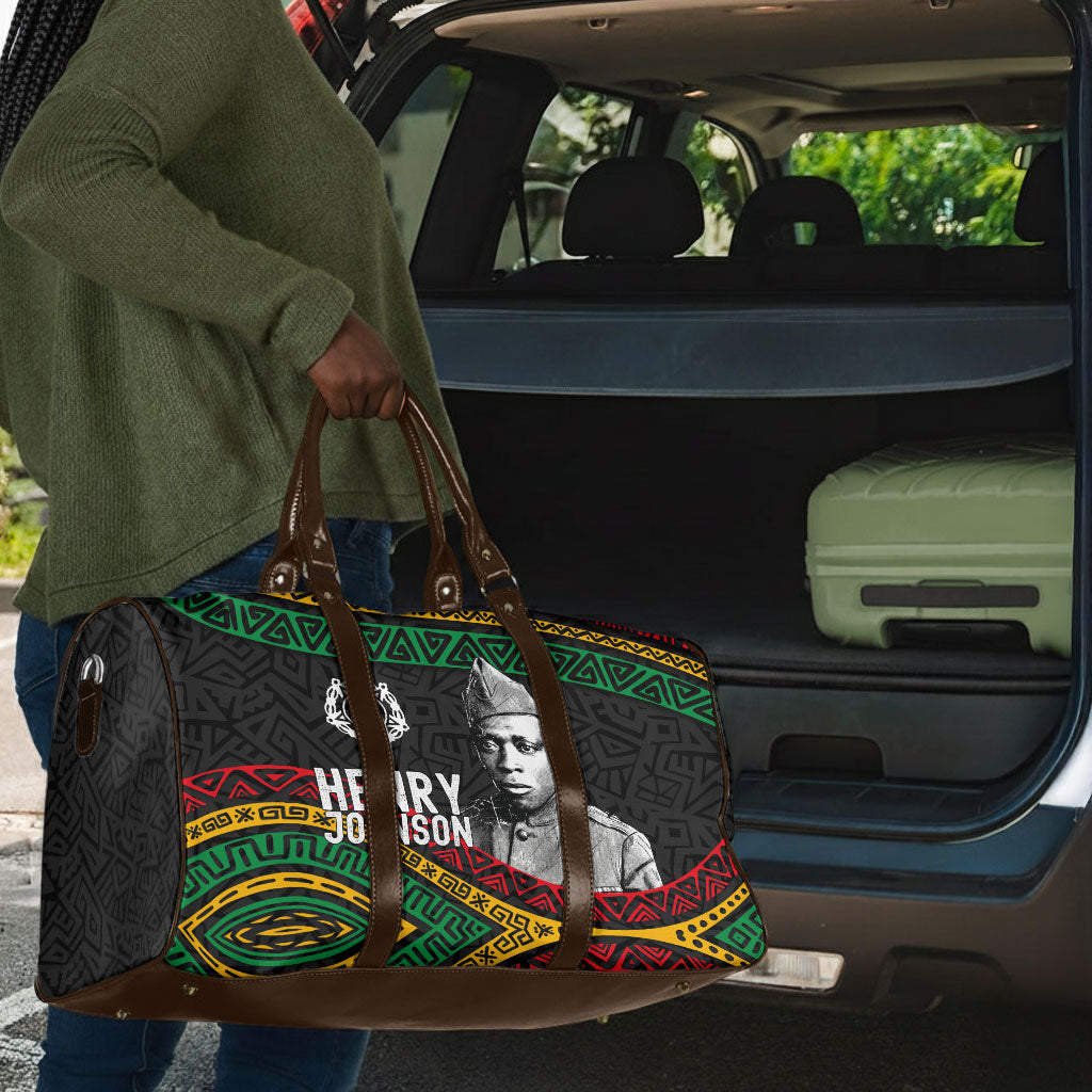 Henry Johnson Black History Month Travel Bag Pan African Colors Tribal Geometric Pattern