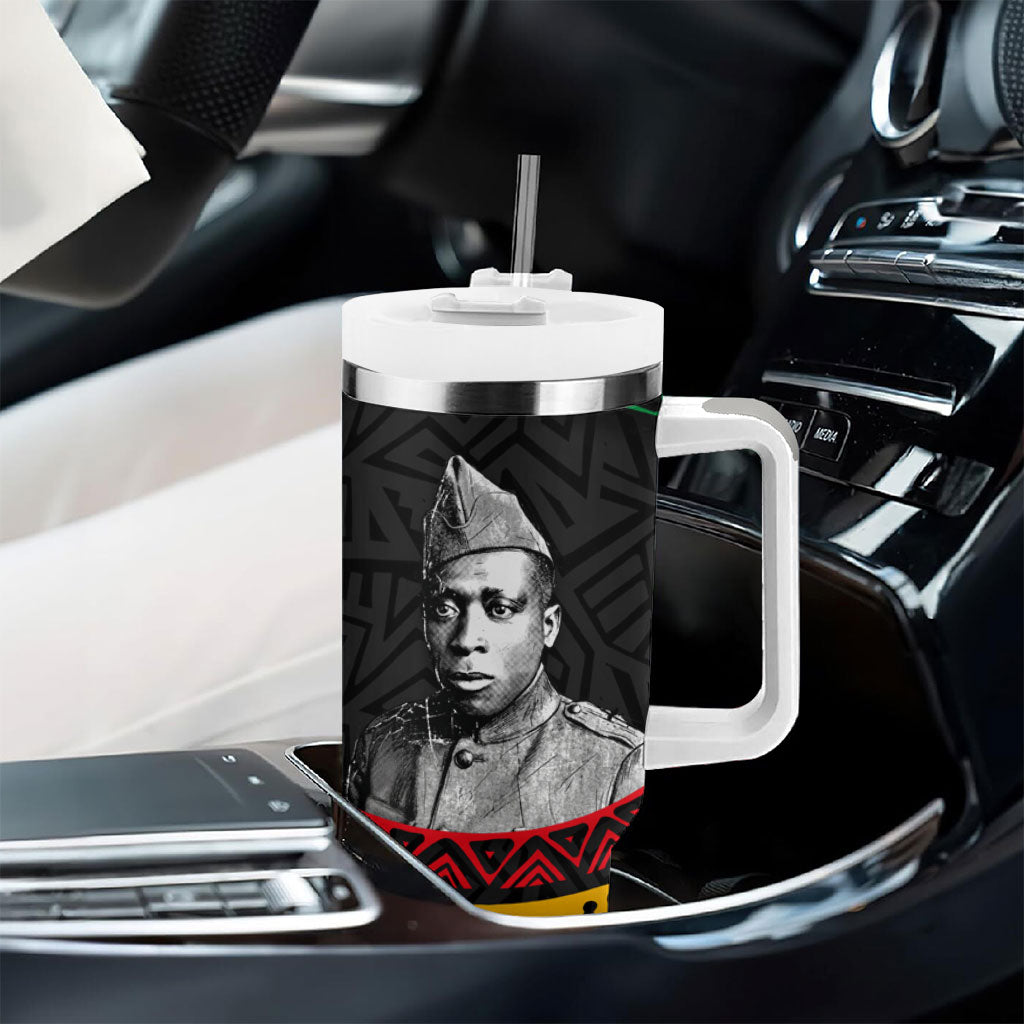 Henry Johnson Black History Month Tumbler With Handle Pan African Colors Tribal Geometric Pattern